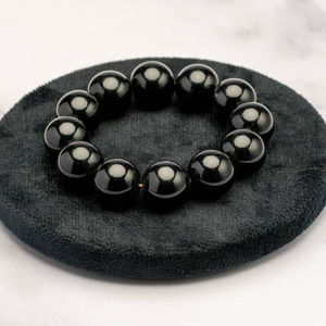Vintage Black iridescent ball stretch bracelet